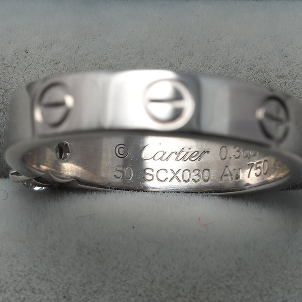 カルティエ リング  ダイヤ 0.36ct VVS1 ミニラブ ソリテール 50号 K18WG 保証書/鑑定書