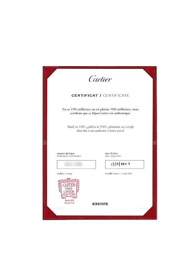 カルティエ リング  ダイヤ 0.36ct VVS1 ミニラブ ソリテール 50号 K18WG 保証書/鑑定書