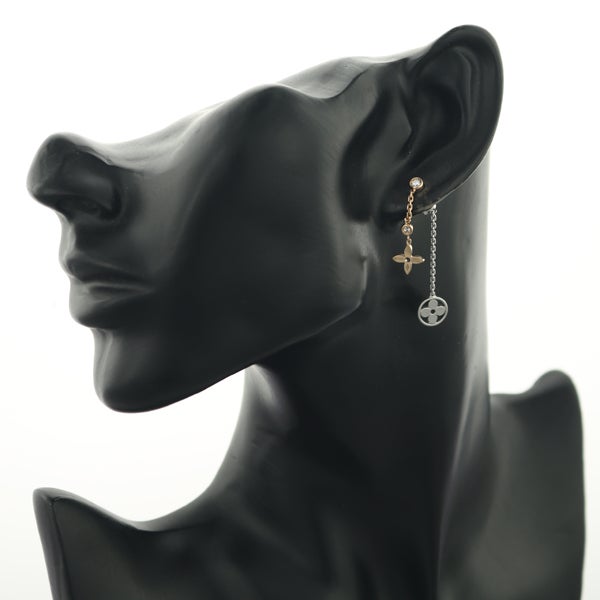 ルイヴィトン ピアス  ダイヤ モノグラムイディール ダブルチェーン スリーカラー K18YG/WG/PG 