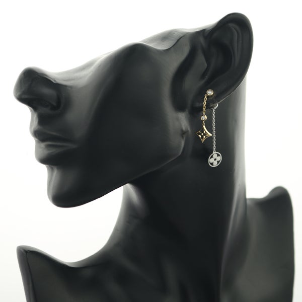 ルイヴィトン ピアス  ダイヤ モノグラムイディール ダブルチェーン スリーカラー K18YG/WG/PG 