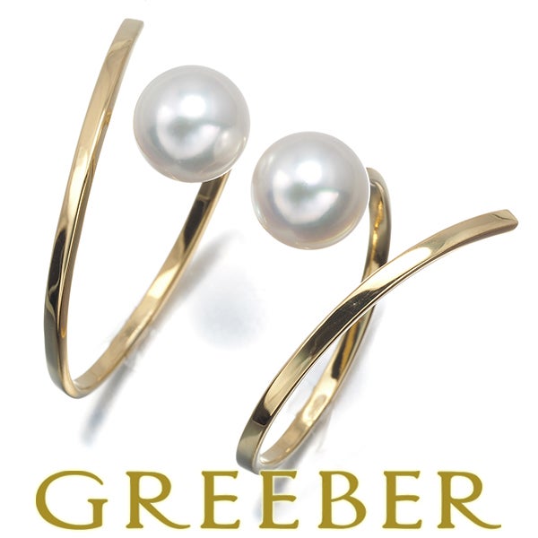 タサキ ピアス アコヤ真珠 8.1mm アファインバランス フープ K18YG 