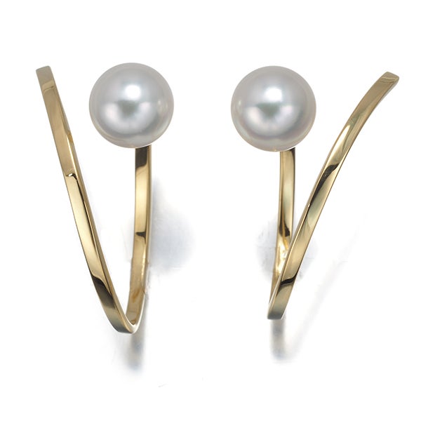 タサキ ピアス アコヤ真珠 8.1mm アファインバランス フープ K18YG 