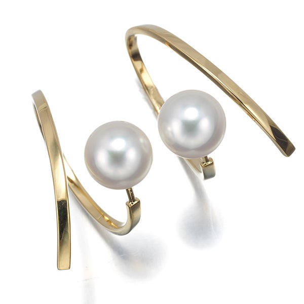 タサキ ピアス アコヤ真珠 8.1mm アファインバランス フープ K18YG 