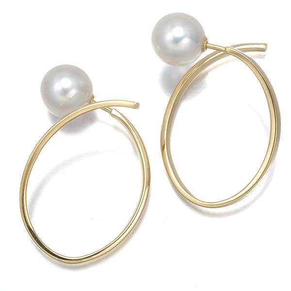 タサキ ピアス アコヤ真珠 8.1mm アファインバランス フープ K18YG 