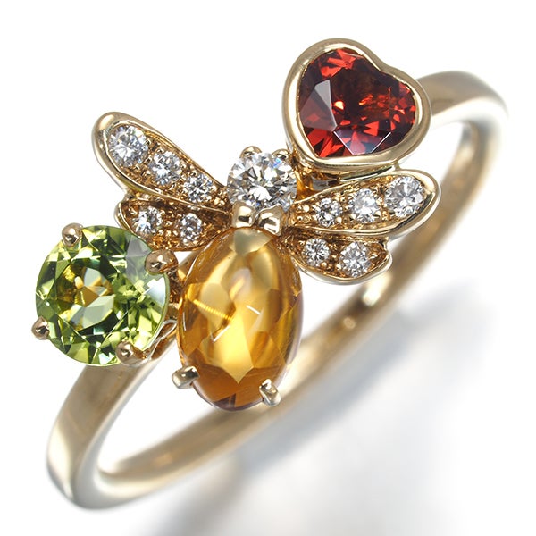 ショーメ リング  ダイヤ ペリドット シトリン ガーネット アトラップモワ 52号 K18YG 