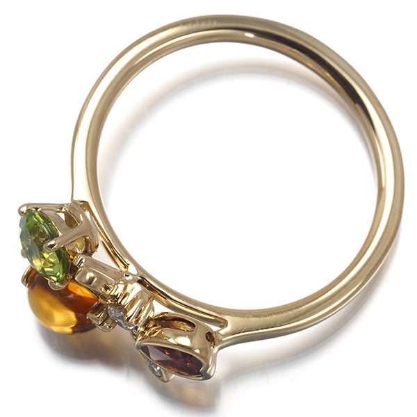 ショーメ リング  ダイヤ ペリドット シトリン ガーネット アトラップモワ 52号 K18YG 