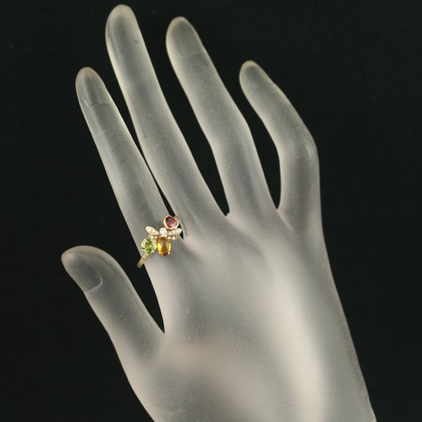 ショーメ リング  ダイヤ ペリドット シトリン ガーネット アトラップモワ 52号 K18YG 