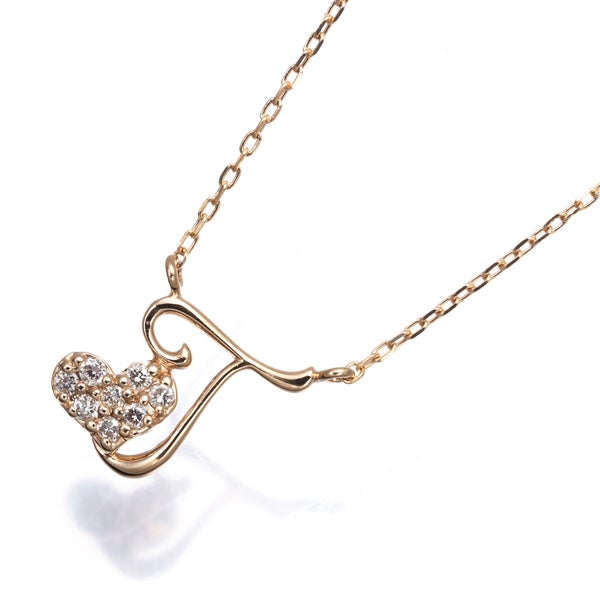 サマンサティアラ ネックレス  ダイヤ 0.04ct  ハート パヴェ K18PG 