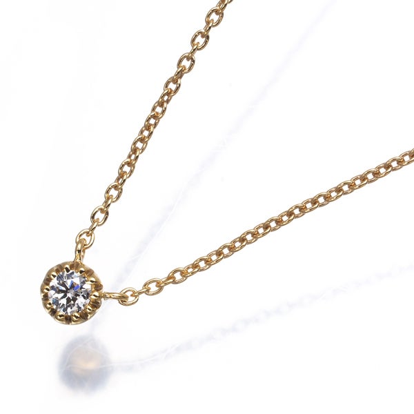 スタージュエリー ネックレス  ダイヤ 0.05ct  一粒 ミルグレイン K18YG 