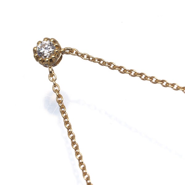 スタージュエリー ネックレス  ダイヤ 0.05ct  一粒 ミルグレイン K18YG 