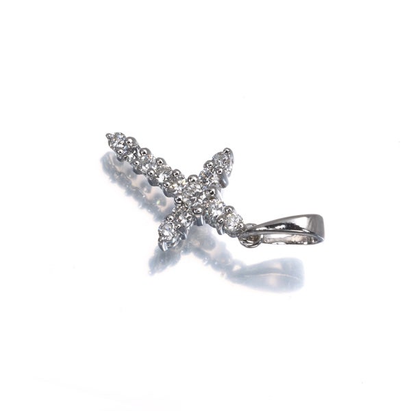 ポンテヴェキオ ペンダントトップ  ダイヤ 0.20ct  クロス K18WG 