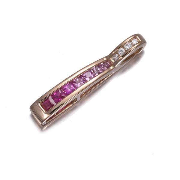  ルビー 0.18ct ピンクサファイア 0.27ct ダイヤ  グラデーション  ペンダントトップ K18PG 