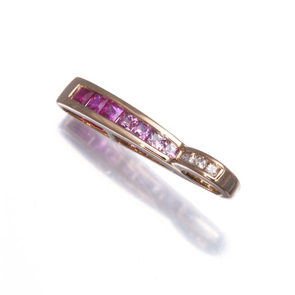  ルビー 0.18ct ピンクサファイア 0.27ct ダイヤ  グラデーション  ペンダントトップ K18PG 