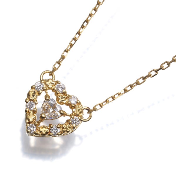 アーカー ネックレス  ダイヤ 0.14ct プリンセスハート  K18YG 