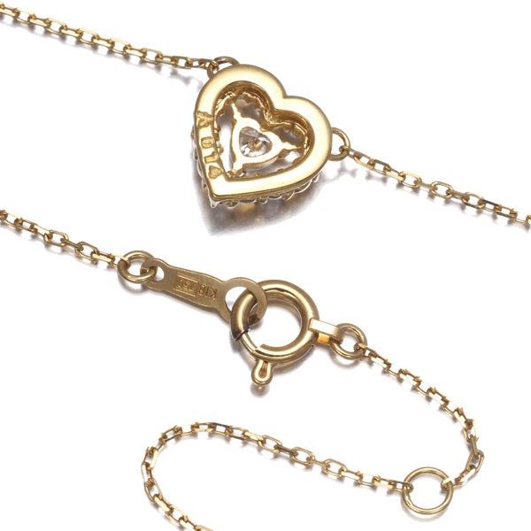 アーカー ネックレス  ダイヤ 0.14ct プリンセスハート  K18YG 