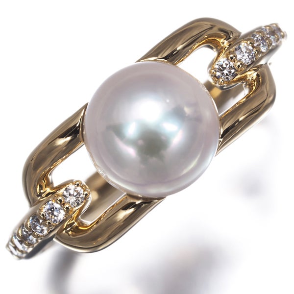 タサキ リング  アコヤ真珠 8.0mm  ダイヤ 0.11ct ファインリンク 13号 K18YG 