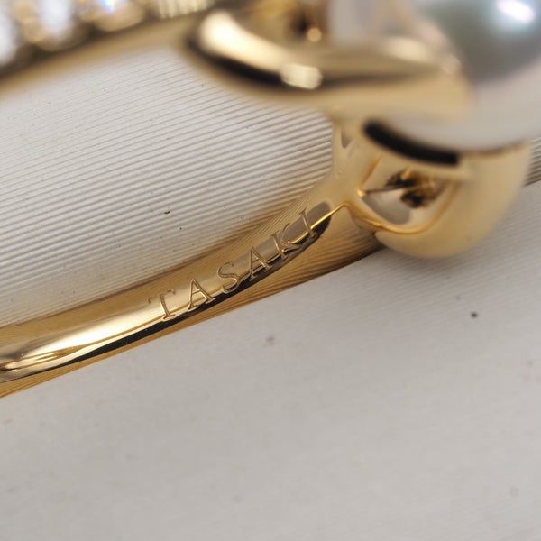 タサキ リング  アコヤ真珠 8.0mm  ダイヤ 0.11ct ファインリンク 13号 K18YG 