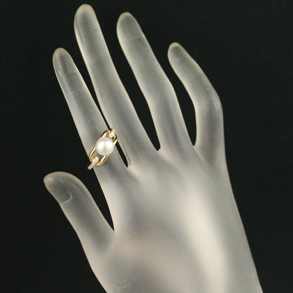 タサキ リング  アコヤ真珠 8.0mm  ダイヤ 0.11ct ファインリンク 13号 K18YG 