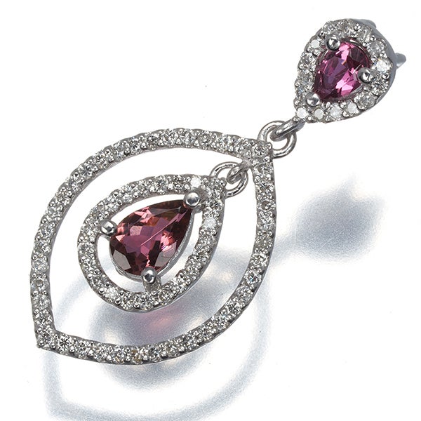  ピンクトルマリン 0.47ct  ダイヤ 0.39ct ティアドロップ クラシック ペンダントトップ K18WG