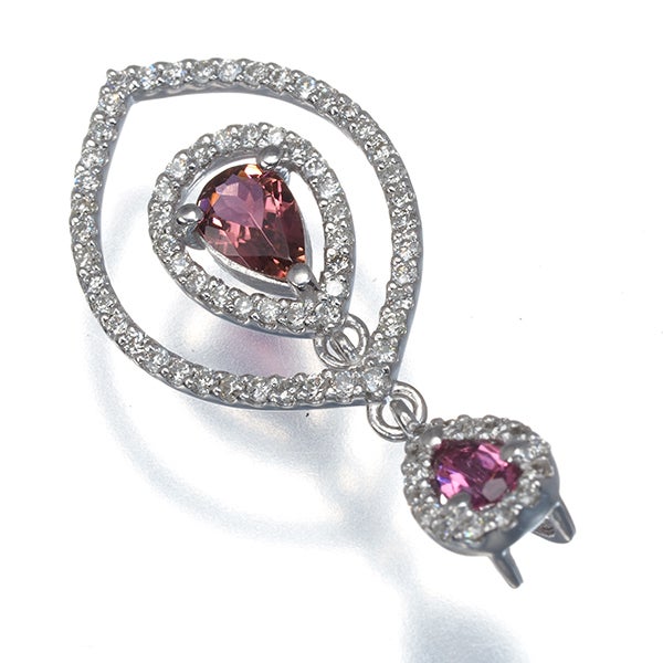  ピンクトルマリン 0.47ct  ダイヤ 0.39ct ティアドロップ クラシック ペンダントトップ K18WG