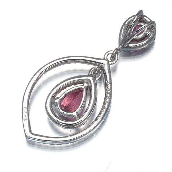  ピンクトルマリン 0.47ct  ダイヤ 0.39ct ティアドロップ クラシック ペンダントトップ K18WG