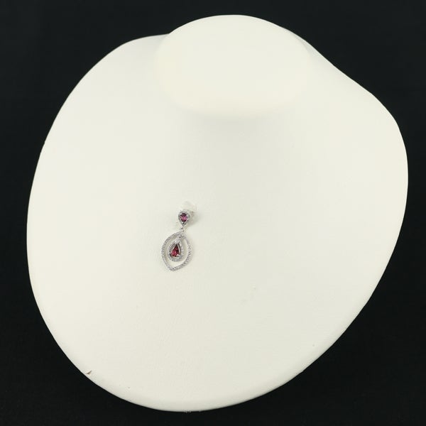  ピンクトルマリン 0.47ct  ダイヤ 0.39ct ティアドロップ クラシック ペンダントトップ K18WG