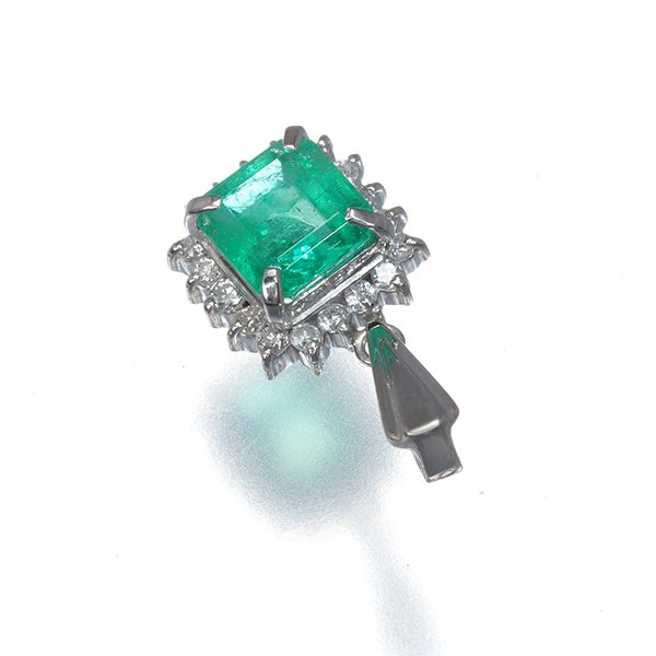  エメラルド 0.923ct  ダイヤ 0.16ct クラシック  ペンダントトップ Pt900 