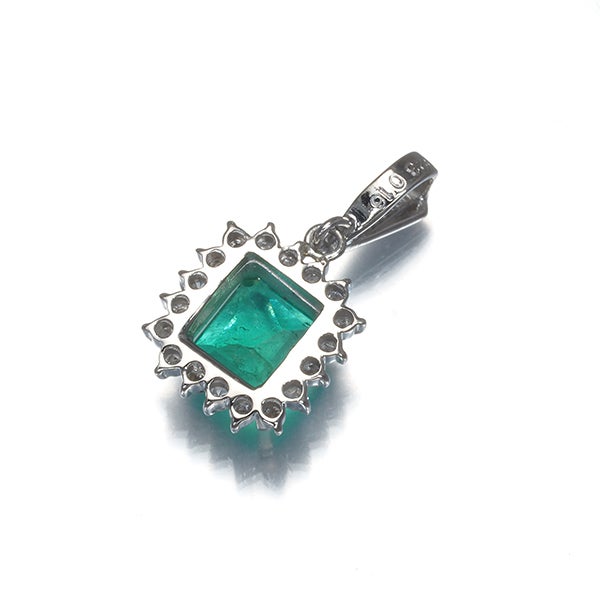  エメラルド 0.923ct  ダイヤ 0.16ct クラシック  ペンダントトップ Pt900 