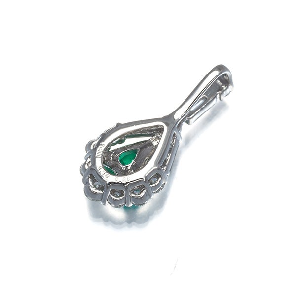  エメラルド 0.40ct  ダイヤ 0.26ct 2種カット クラシック  ペンダントトップ Pt900 