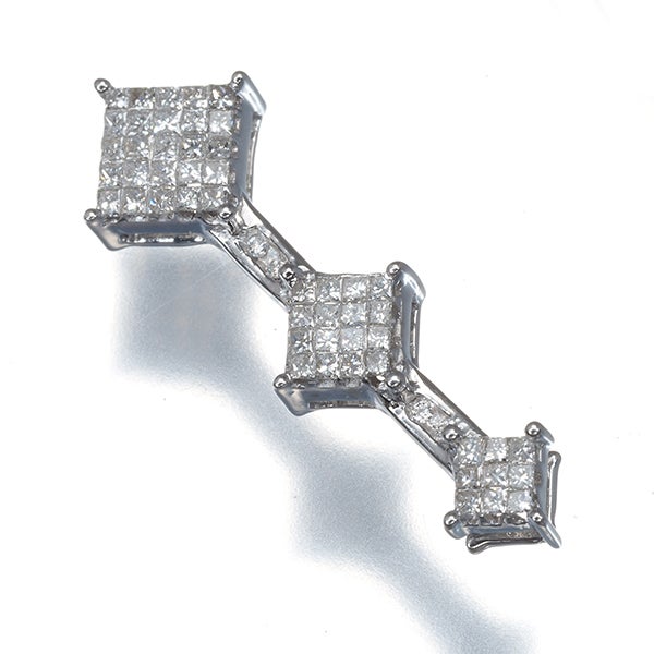  ダイヤ 0.52ct ミステリーセッティング スクエア  ペンダントトップ K18WG 