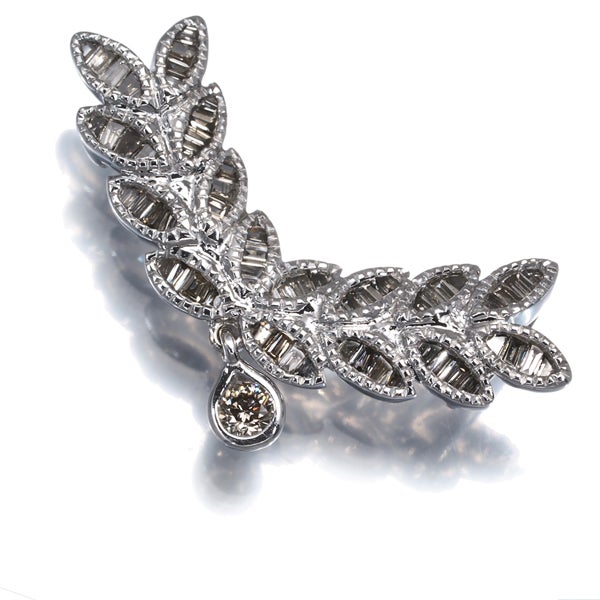  ダイヤ 0.31ct リーフ テーパーカット  ペンダントトップ K18WG 