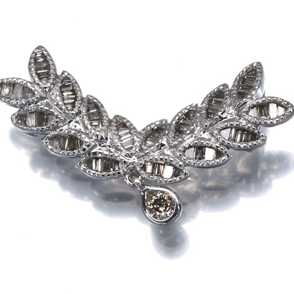  ダイヤ 0.31ct リーフ テーパーカット  ペンダントトップ K18WG 