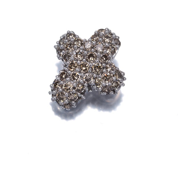  ブラウンダイヤ 0.60ct クロス パヴェ  ペンダントトップ K18WG 