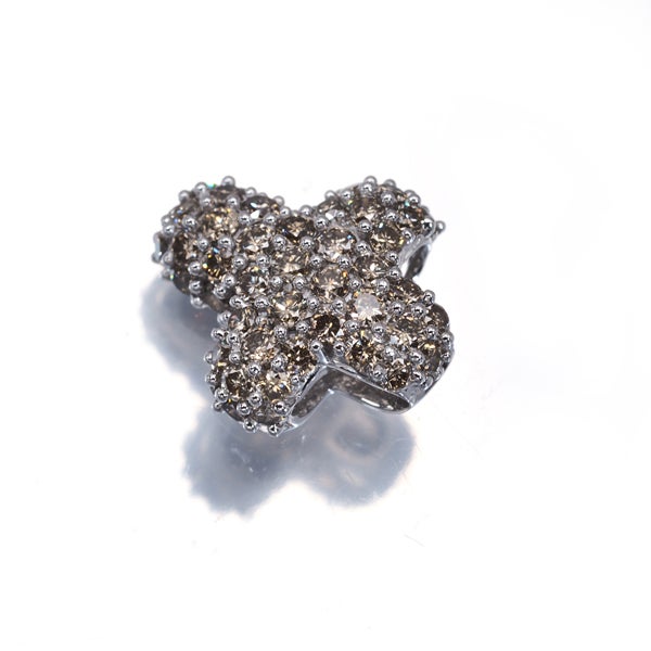  ブラウンダイヤ 0.60ct クロス パヴェ  ペンダントトップ K18WG 