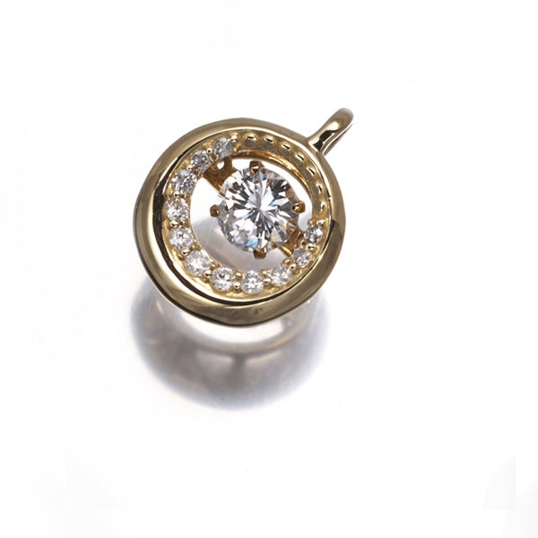  ダイヤ 0.20ct/0.06ct ダンシングトーン  ペンダントトップ K18YG 