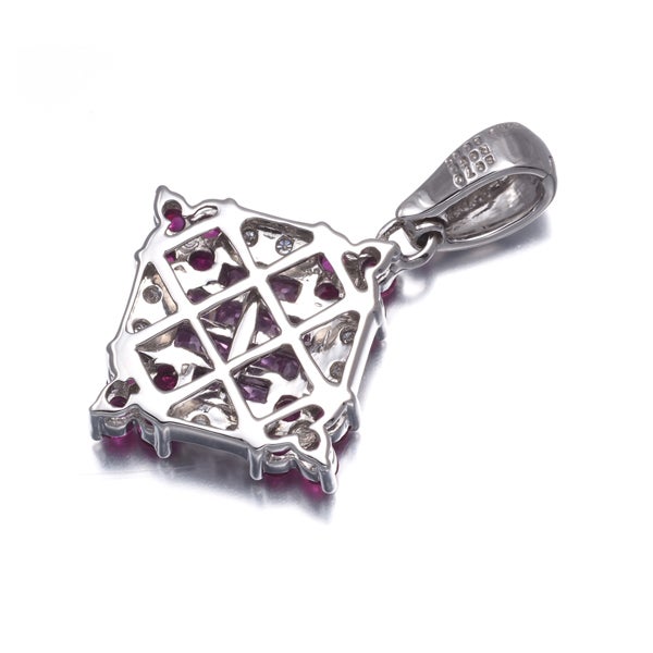  ピンクサファイア 0.70ct ルビー ダイヤ  ミステリーセッティング ペンダントトップ K18WG 