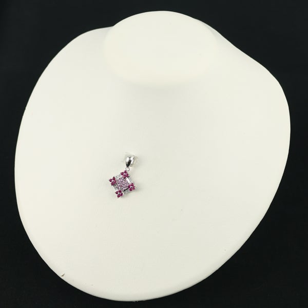  ピンクサファイア 0.70ct ルビー ダイヤ  ミステリーセッティング ペンダントトップ K18WG 
