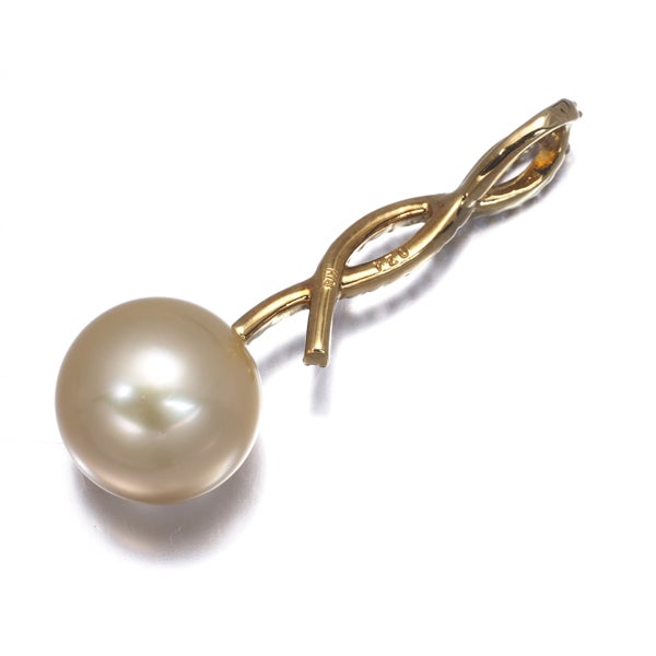 ゴールデン 白蝶真珠 11.3mm  ダイヤ 0.24ct   ペンダントトップ K18YG ソーティング