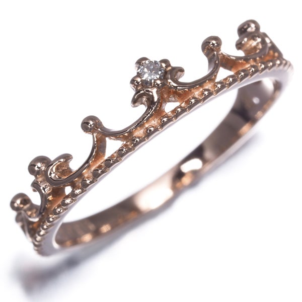  ダイヤ 0.01ct ティアラ ピンキー  リング K10PG 