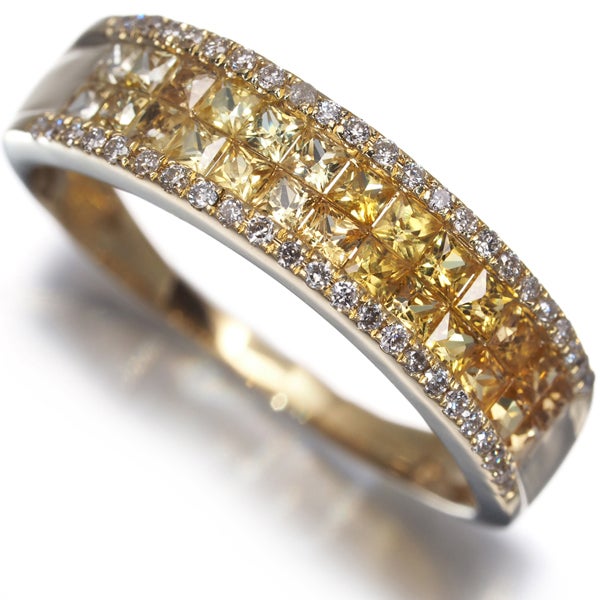  イエローサファイア 0.80ct  ダイヤ 0.12ct ミステリーセッティング  リング K18YG 