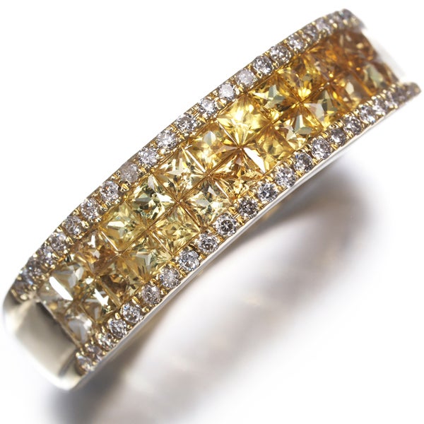  イエローサファイア 0.80ct  ダイヤ 0.12ct ミステリーセッティング  リング K18YG 