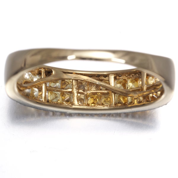  イエローサファイア 0.80ct  ダイヤ 0.12ct ミステリーセッティング  リング K18YG 