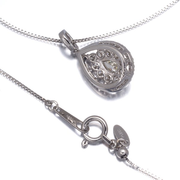 クリア＆イエロー ダイヤ 0.50ct ペアシェイプ ティアドロップ  ネックレス Pt900/Pt850 