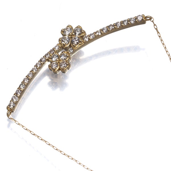  ダイヤ 0.43ct フラワー  ネックレス K18YG 