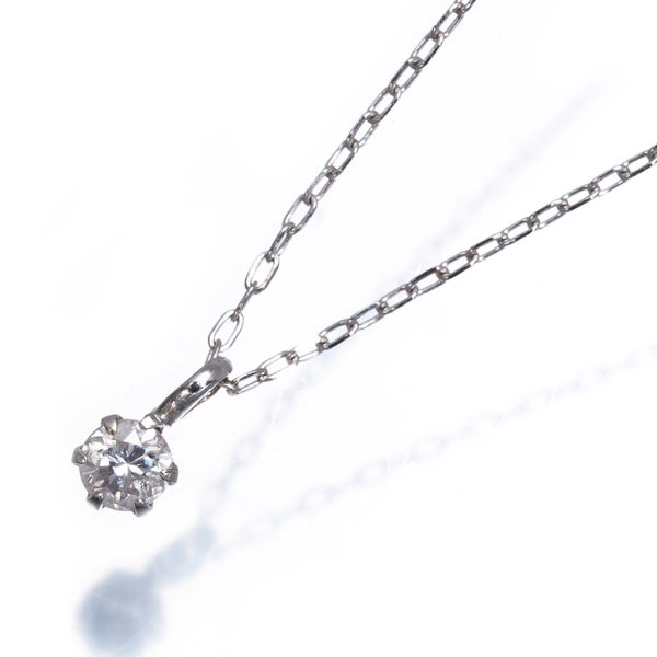  ダイヤ 0.10ct 一粒  ネックレス K18WG 