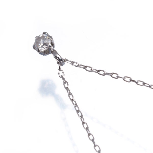  ダイヤ 0.10ct 一粒  ネックレス K18WG 