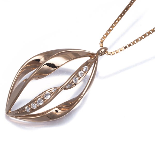 タサキ ネックレス  ダイヤ 0.06ct  スパイラル K18PG 