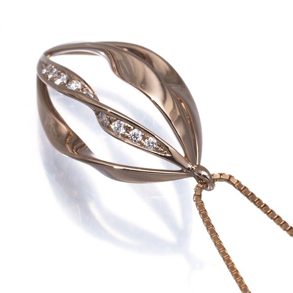 タサキ ネックレス  ダイヤ 0.06ct  スパイラル K18PG 