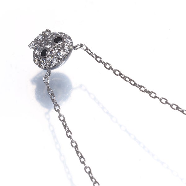 ポンテヴェキオ ネックレス ブラック&クリア ダイヤ 0.14ct/0.01ct  スカル K18WG 