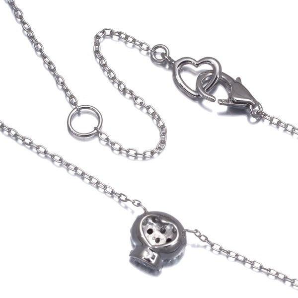 ポンテヴェキオ ネックレス ブラック&クリア ダイヤ 0.14ct/0.01ct  スカル K18WG 